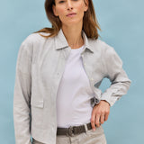 Solin Cropped Flanell Overshirt Grau