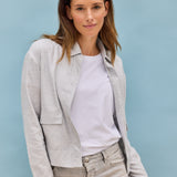 Solin Cropped Flanell Overshirt Grau