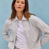 Solin Cropped Flanell Overshirt Grau