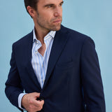 Classic Fit Streifen Hellblau Melange