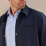 Classic Fit Feiner Streifen Hellblau