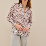Lamina Seidenstretchbluse Check Braun