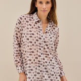 Lamina Seidenstretchbluse Check Braun