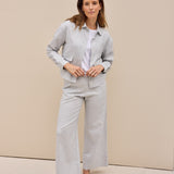 Solin Cropped Flanell Overshirt Grau