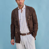 Classic Fit Streifen Braun Melange