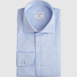Classic Fit Feiner Streifen Hellblau