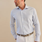 Classic Fit Flanellhemd Check Hellblau