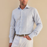 Classic Fit Flanellhemd Check Hellblau