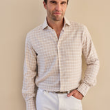 Classic Fit Flanellhemd Check Beige