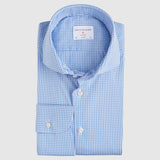 Slim Fit Stretch Mini Check Blau
