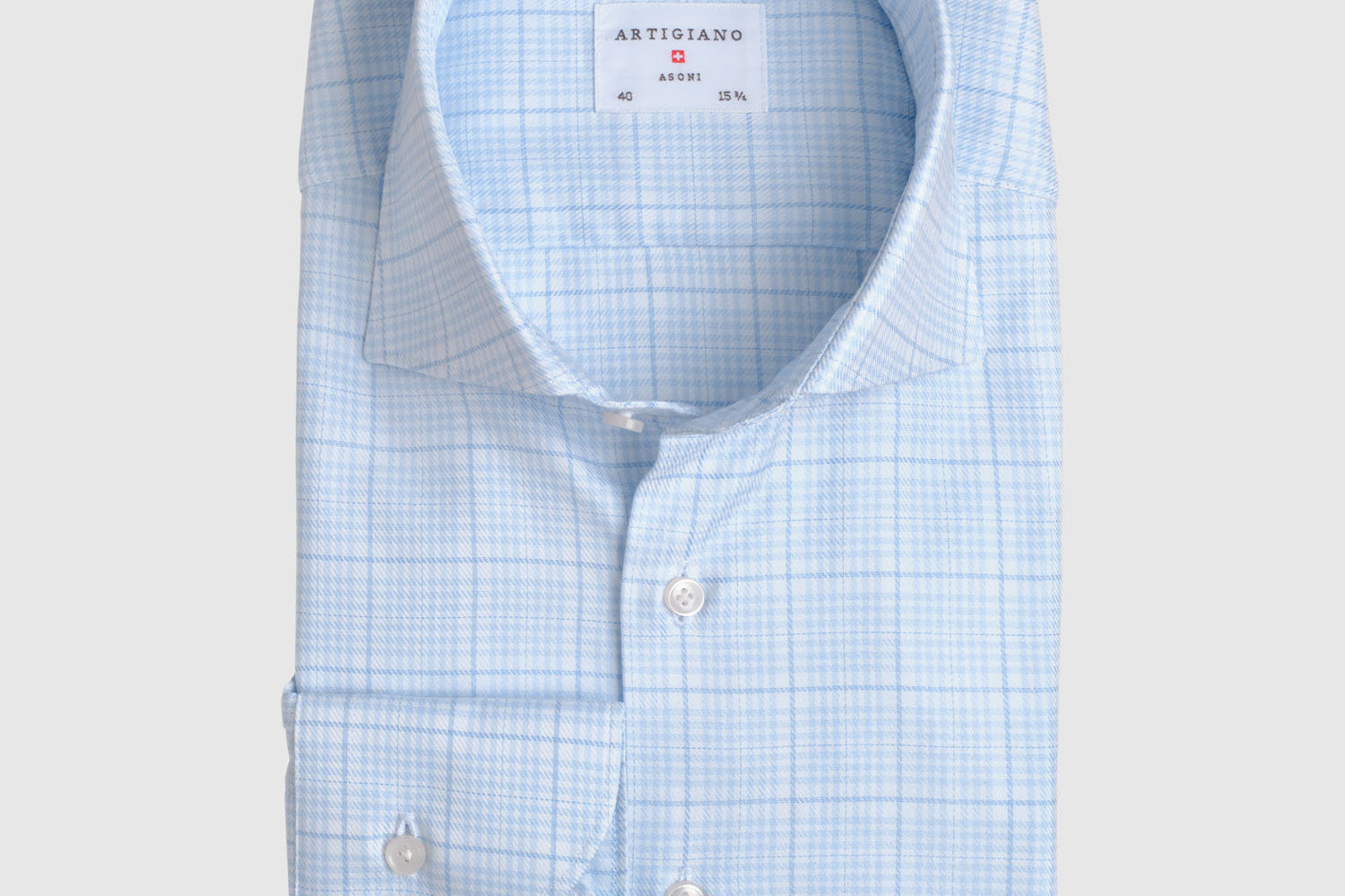 Classic Fit Glencheck Hellblau