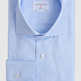 Classic Fit Hellblau Pepita Extra Lang