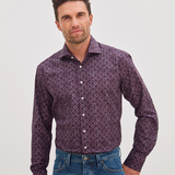 Classic Fit Bordeaux Print