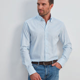 Classic Fit Streifen Hellblau mit Button Down