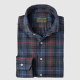 Classic Fit Flanell Navy/Rot Button Down Kragen