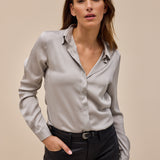 Kelly Seidenstretchbluse Silber