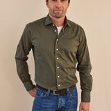 Classic Fit Gewaschen Twill Olive