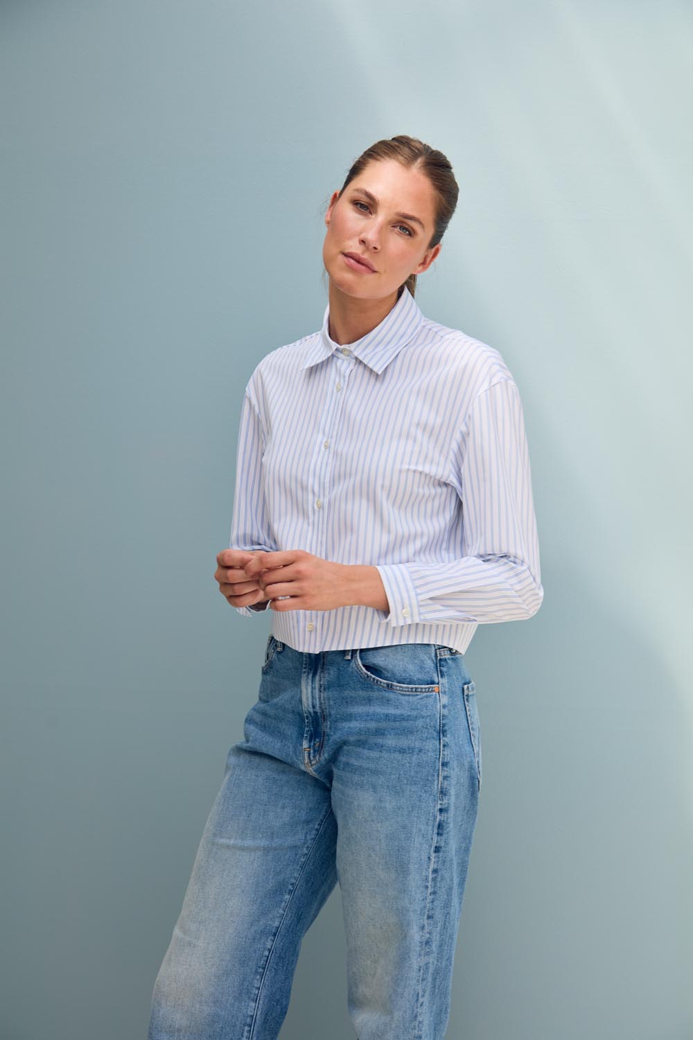 Jolin Bluse Cropped Streifen