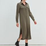 Gill Langes Viskosekleid Olive