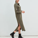 Gill Langes Viskosekleid Olive