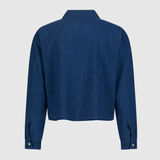 Jo Leinenbaumwollbluse Cropped Button Down Denim