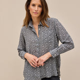Lamina Seidenbluse Print Anthrazit