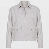 Solin Cropped Flanell Overshirt Grau