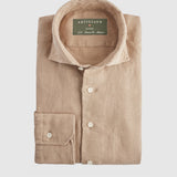 Classic Fit Leinenhemd Beige