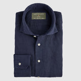 Classic Fit Leinenhemd Navy
