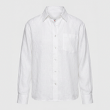 Boyfriend Bluse Weiss Leinen