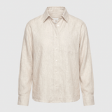 Boyfriend Bluse Beige Leinen