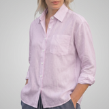 Boyfriend Bluse Lila Leinen