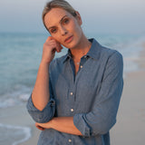 Jacky Leinenbaumwollbluse Denim