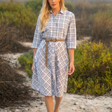 Skyla Midi Baumwollkleid Karo Grau