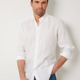 Classic Fit Weiss Button Down Leinenhemd