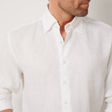 Classic Fit Weiss Button Down Leinenhemd