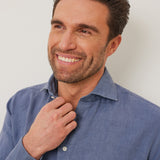 Classic Fit Leinenhemd Dunkelblau