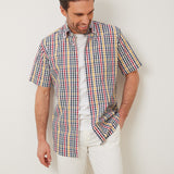 Classic Fit Multicolor Karo Button-Down Halbarm