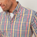 Classic Fit Multicolor Karo Button-Down Halbarm