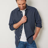 Classic Fit Leinenhemd Navy