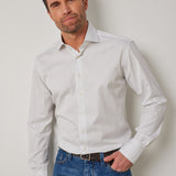 Classic Fit Streifen Grau Melange
