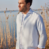 Classic Fit Hellblau Leinen Baumwolle