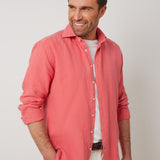 Classic Fit Leinenhemd Rot