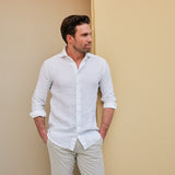 Classic Fit Leinenhemd Weiss