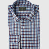 Classic Fit Flanell Karo Button Down Blau / Grau