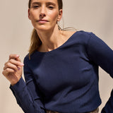 Chiara Seidenbluse Navy