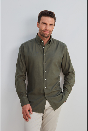 Classic Fit Oxford Gewaschen Olive