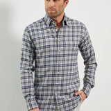 Classic Fit Flanell Grau Karo